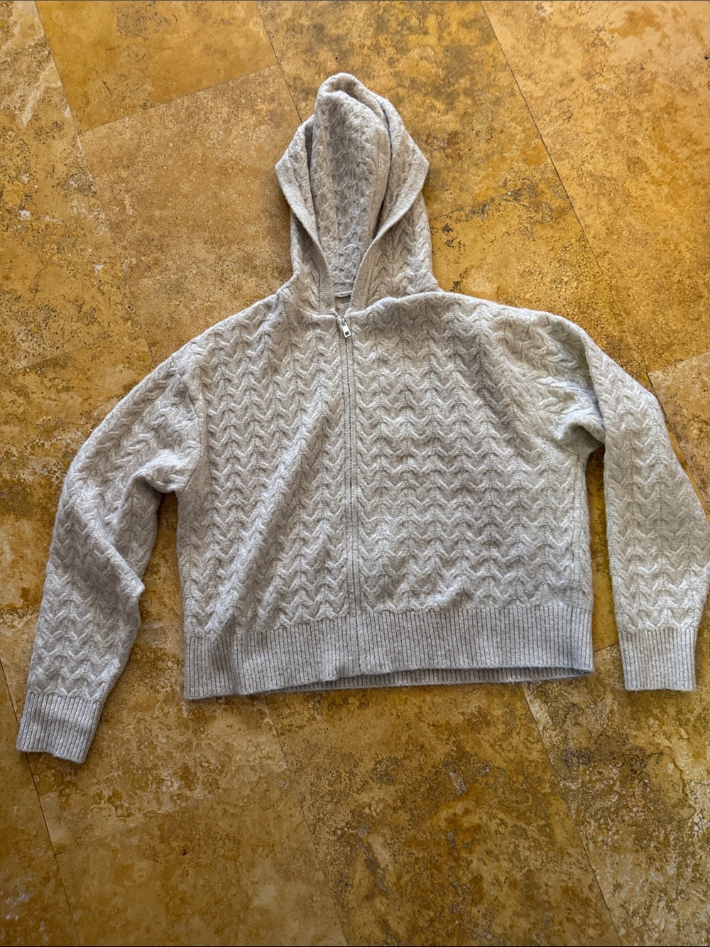 Oysho Cozy Hooded Zip Sweater - Beige